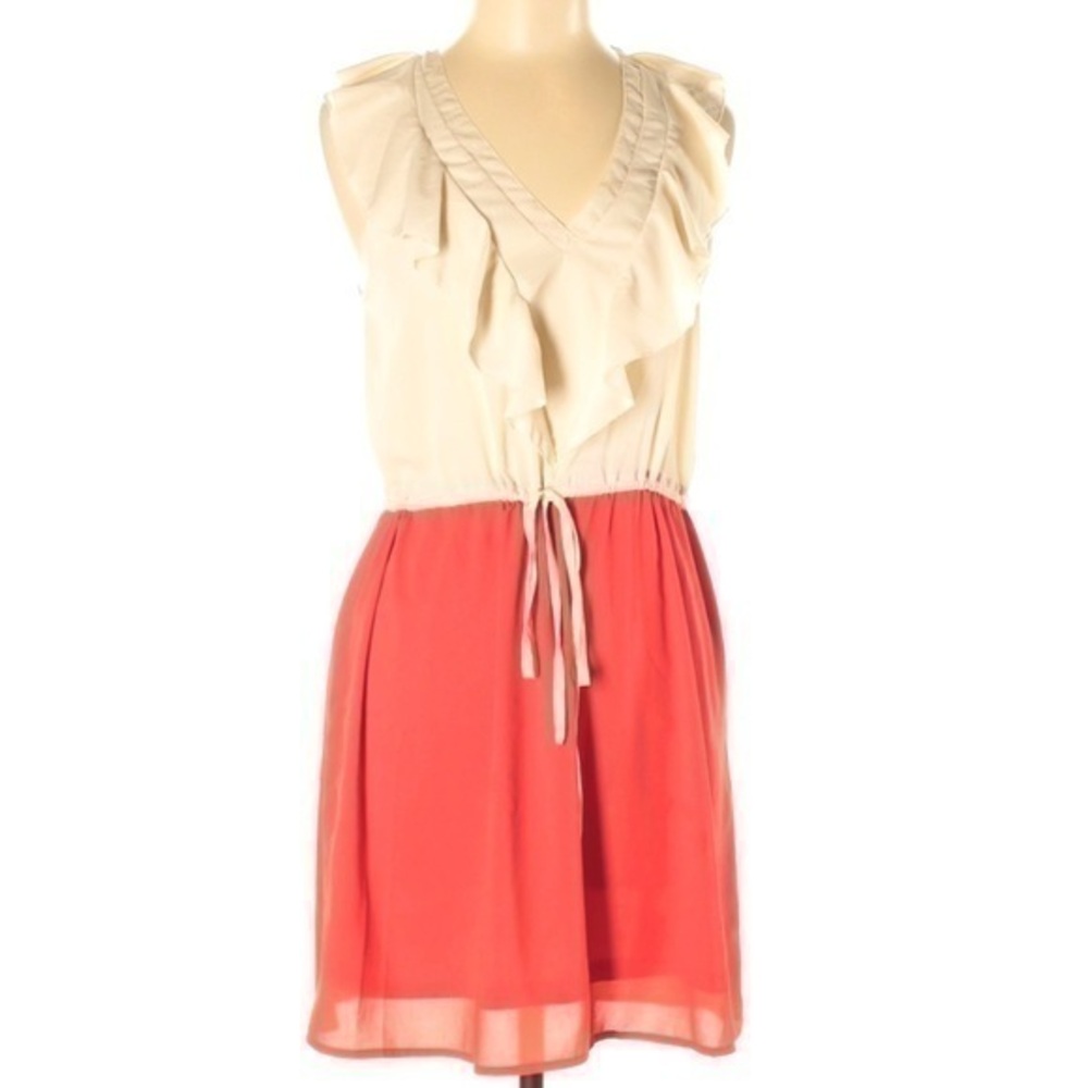 Color block sleeveless ruffle dress